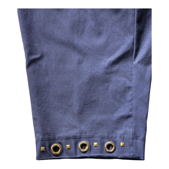 C.D. Petites Navy Pull-On Capri Pants LP Grommet Hem Stretch Cathy Daniels - Picture 3 of 5